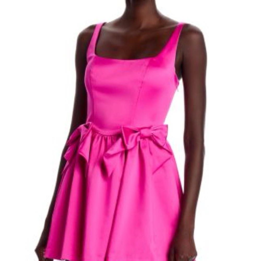 Loveshackfancy Bayer bow mini dress size 12 hot pink NWT